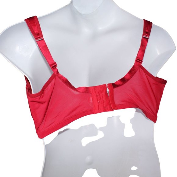 Cacique 44H Red Rhinestone Embellishment Full Coverage, Underwire Padded Cup Bra - Picture 4 of 8